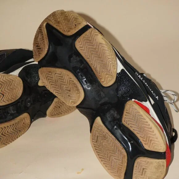 Balenciaga Triple S Mesh/ Leather Black Red White Trainers - Size EU 39 - Picture 9 of 13